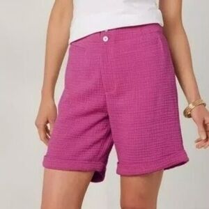 Soft Surroundings High Rise Del Ray Cuff Shorts | pink | L